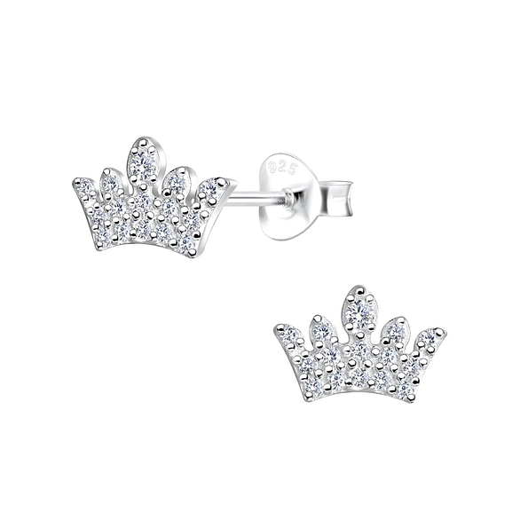 Wholesale Sterling Silver Crown Ear Studs - JD17333