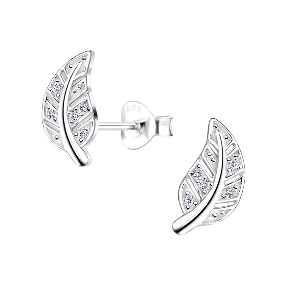 Wholesale Sterling Silver Leaf Ear Studs - JD17335