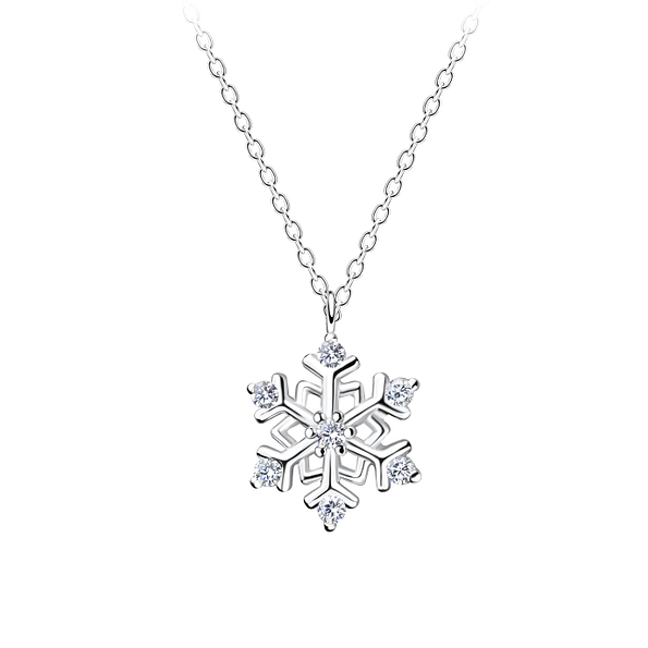 Wholesale Sterling Silver Snowflake Necklace - JD17291