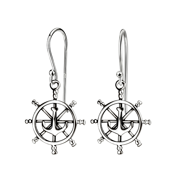 Wholesale Sterling Silver Ship Wheel Earrings - JD5144