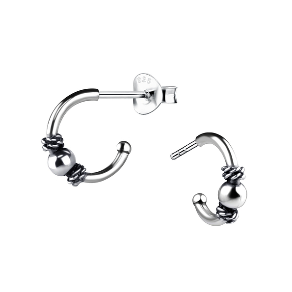 Wholesale Sterling Silver Half Hoop Ear Studs - JD9227