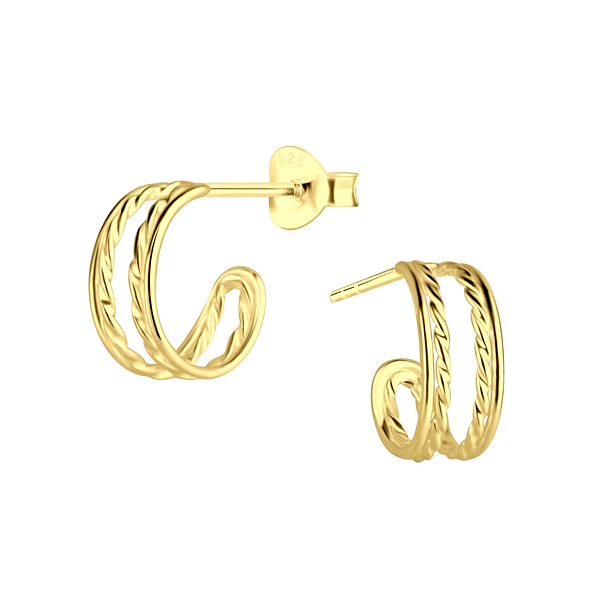 Wholesale Sterling Silver Half Hoop Ear Studs - JD17358