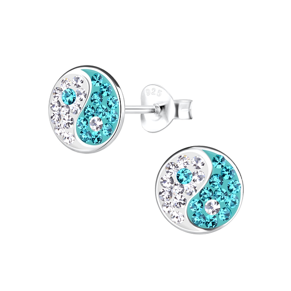 Wholesale Sterling Silver Yin Yang Ear Studs - JD13975