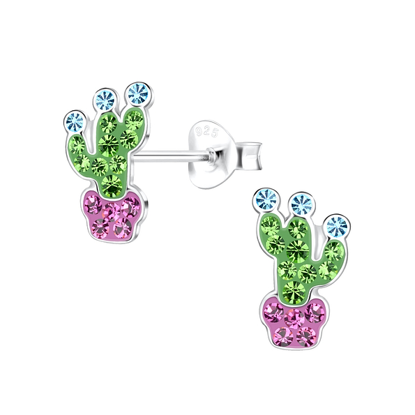 Wholesale Sterling Silver Cactus Ear Studs - JD17307