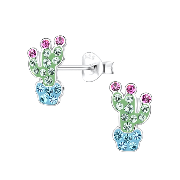 Wholesale Sterling Silver Cactus Ear Studs - JD17306