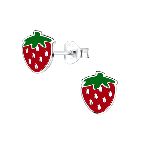 Wholesale Sterling Silver Strawberry Ear Studs - JD17134