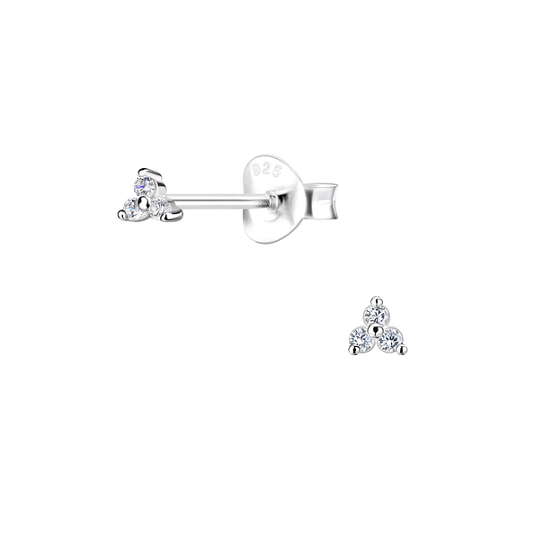 Wholesale Sterling Silver Three Stone Ear Studs - JD17280