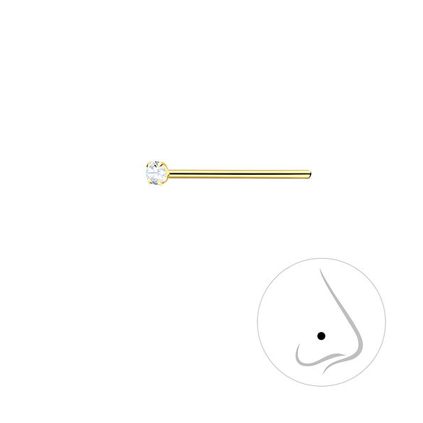 Wholesale 1.5mm Round Cubic Zirconia Sterling Silver Nose Stud - JD15040