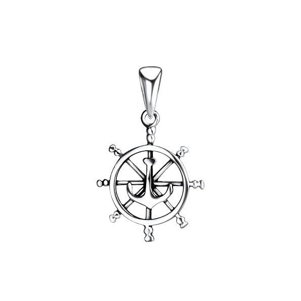 Wholesale Sterling Silver Ship Wheel Pendant - JD5217