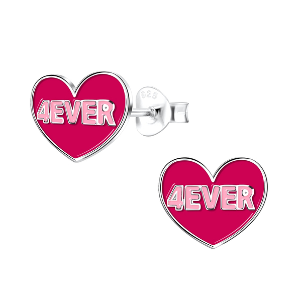 Wholesale Sterling Silver 4Ever Heart Ear Studs - JD17495