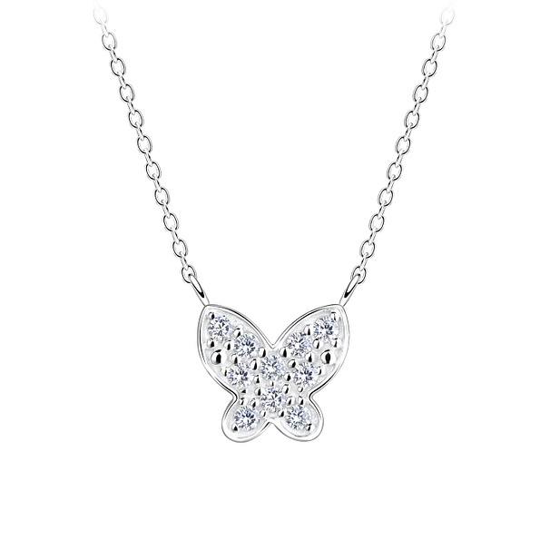 Wholesale Sterling Silver Butterfly Necklace - JD17399