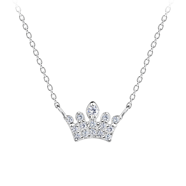 Wholesale Sterling Silver Crown Necklace - JD17394