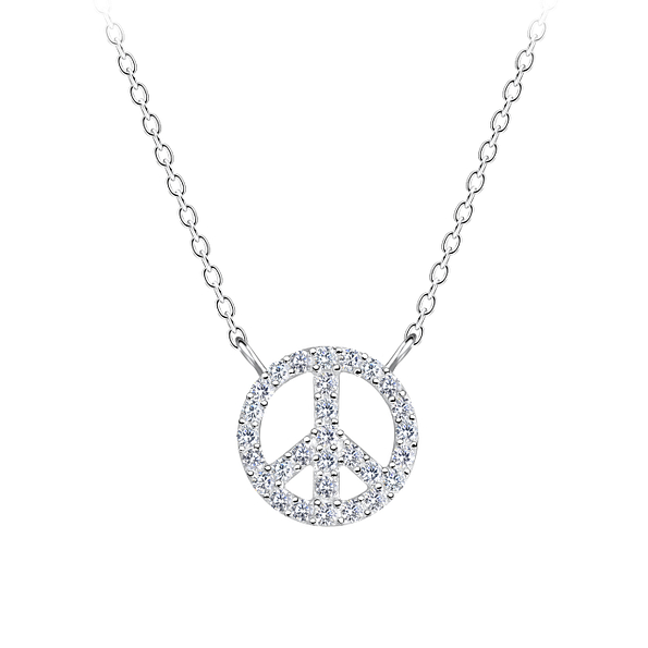 Wholesale Sterling Silver Peace Sign Necklace - JD17388