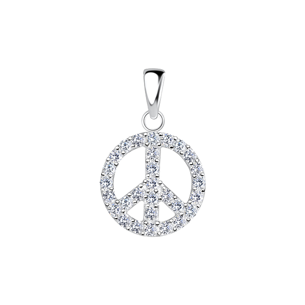 Wholesale Sterling Silver Peace Sign Pendant - JD17343