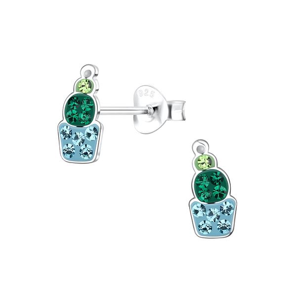 Wholesale Sterling Silver Cactus Ear Studs - JD17417