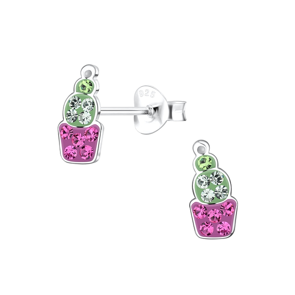 Wholesale Sterling Silver Cactus Ear Studs - JD17419