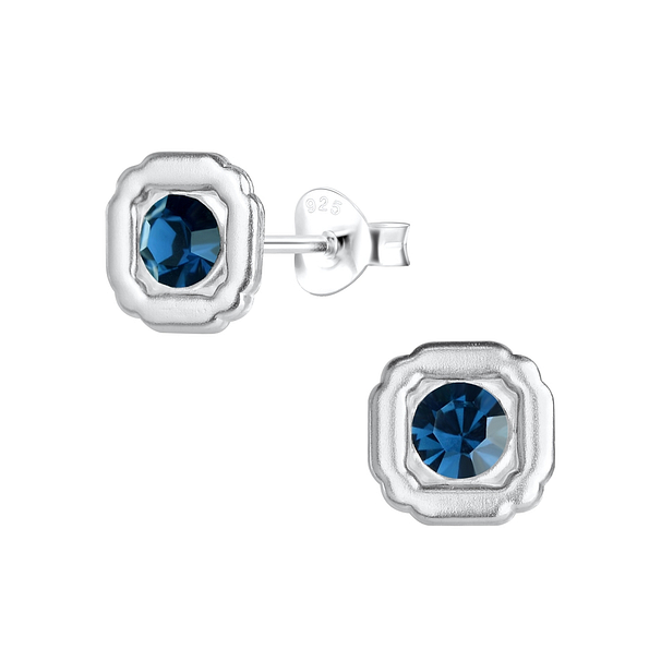 Wholesale Sterling Silver Geometric Crystal Ear Studs - JD17207