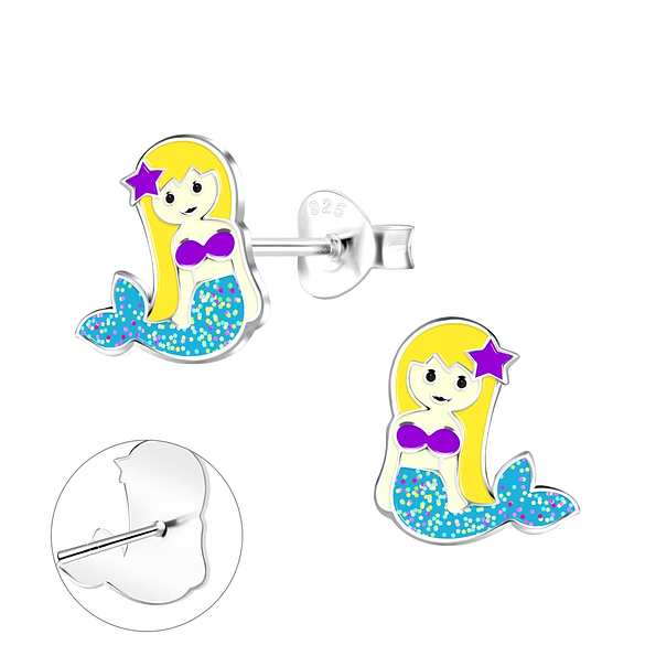 Wholesale Sterling Silver Mermaid Ear Studs - JD17507