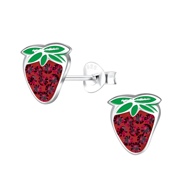 Wholesale Sterling Silver Strawberry Ear Studs - JD17636