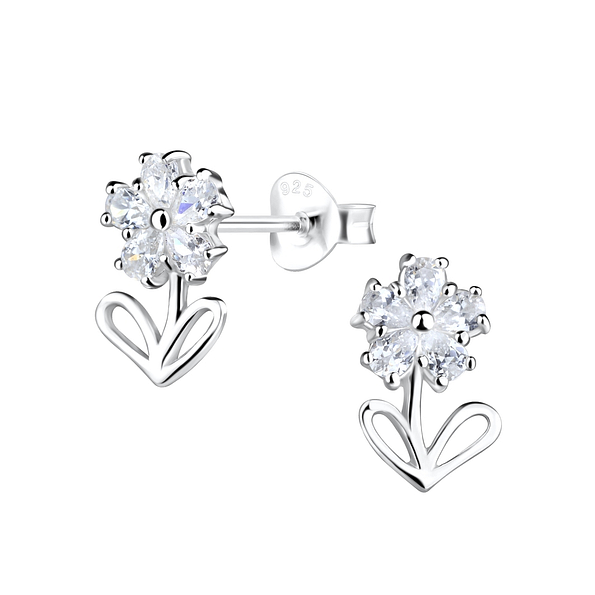 Wholesale Sterling Silver Flower Ear Studs - JD17516