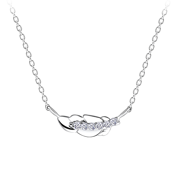 Wholesale Sterling Silver Feather Necklace - JD17521