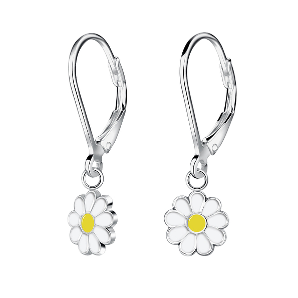 Wholesale Sterling Silver Daisy Flower Lever Back Earrings - JD17814