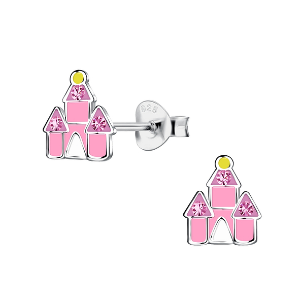 Wholesale Sterling Silver Castle Ear Studs - JD17865