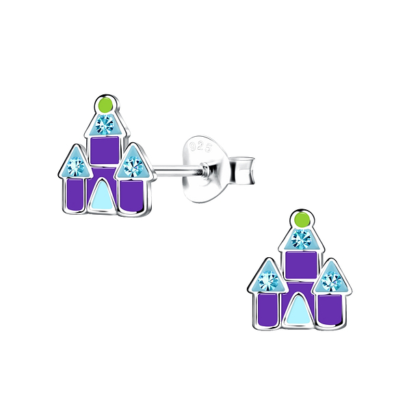 Wholesale Sterling Silver Castle Ear Studs - JD17862