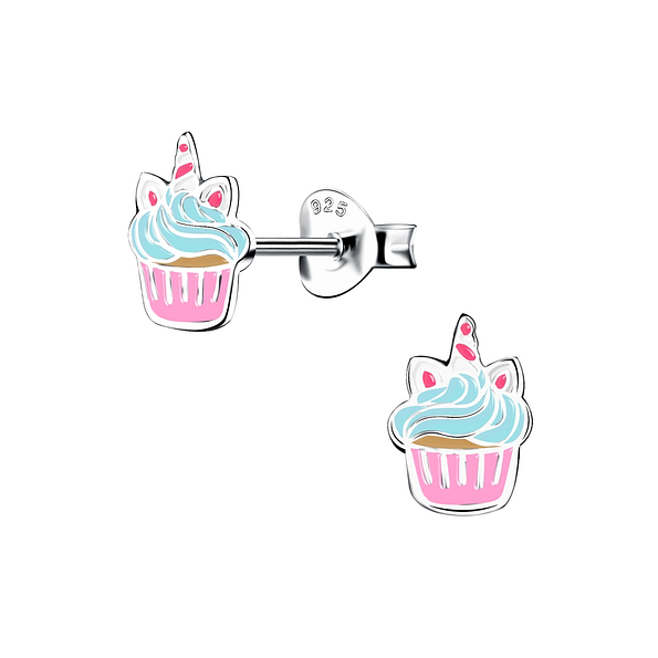 Wholesale Sterling Silver Cupcake Ear Studs - JD17793