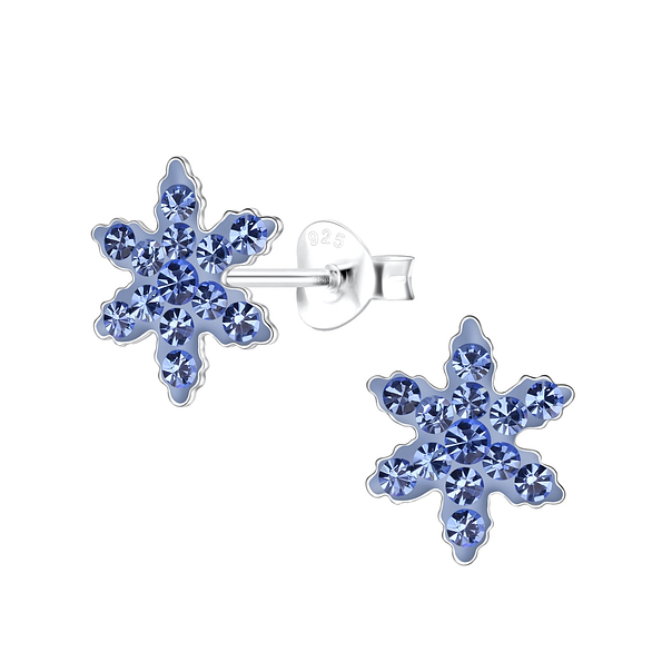 Wholesale Sterling Silver Snowflake Ear Studs - JD17852