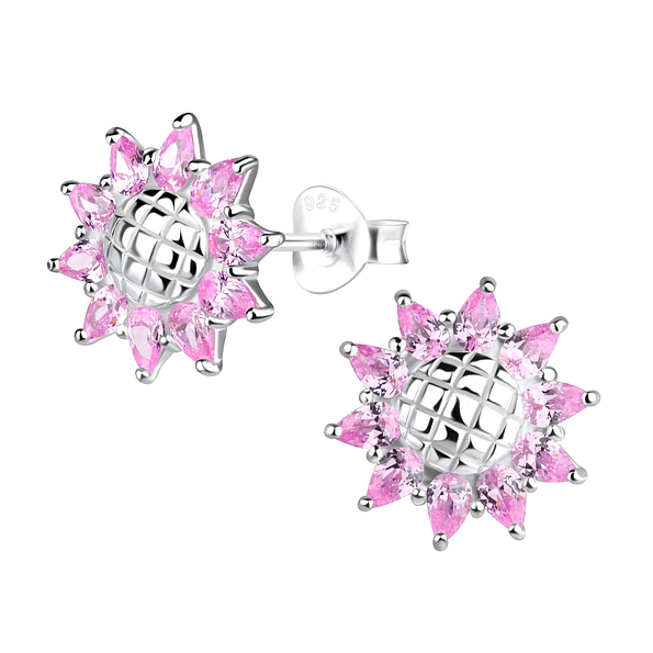 Wholesale Sterling Silver Flower Ear Studs  - JD17662