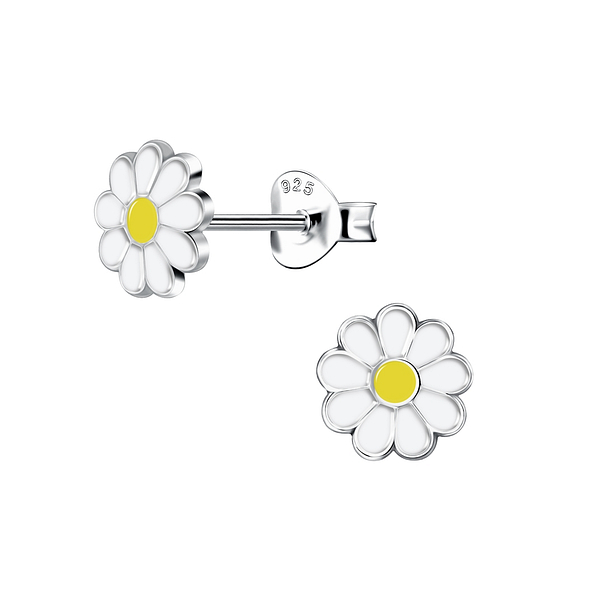 Wholesale Sterling Silver Daisy Flower Ear Studs - JD18371