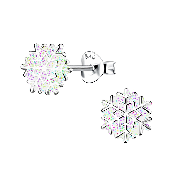 Wholesale Sterling Silver Snowflake Ear Studs - JD18354