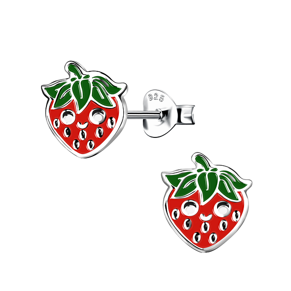Wholesale Sterling Silver Strawberry Ear Studs - JD18355