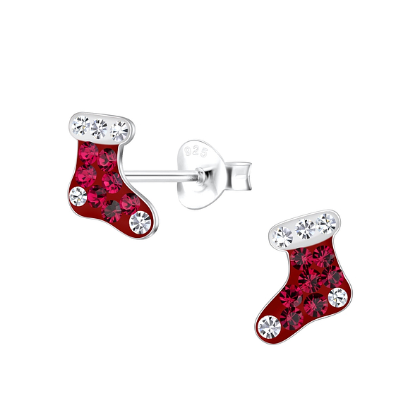Wholesale Sterling Silver Christmas Stocking Ear Studs - JD18061