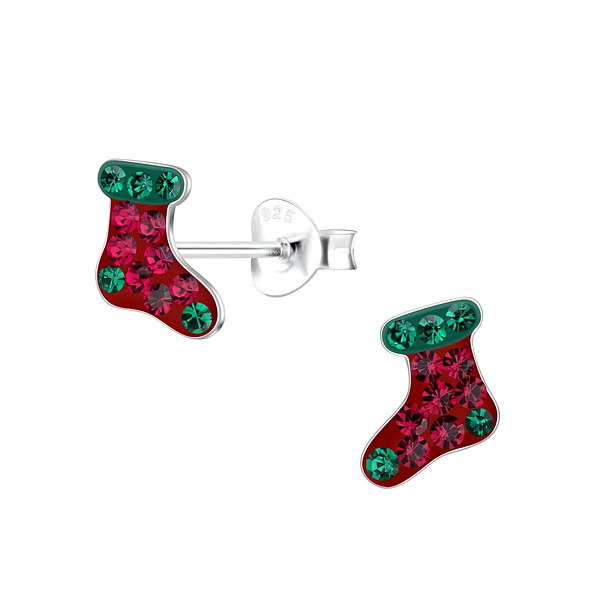 Wholesale Sterling Silver Christmas Stocking Ear Studs - JD18060
