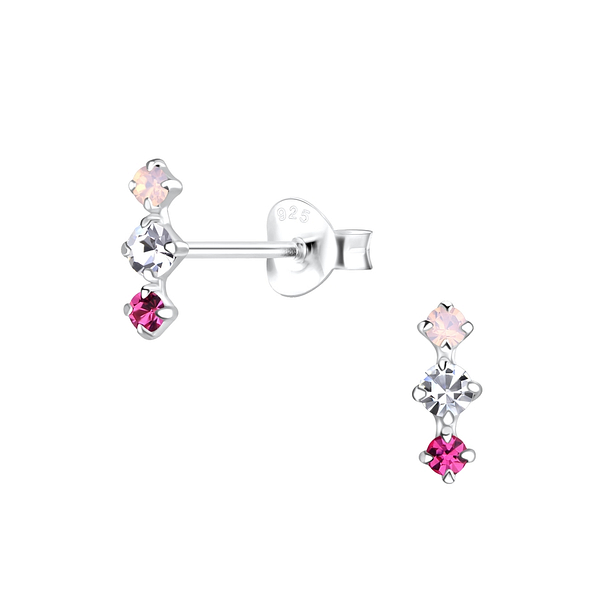 Wholesale Sterling Silver Bar Crystal Ear Studs - JD18133