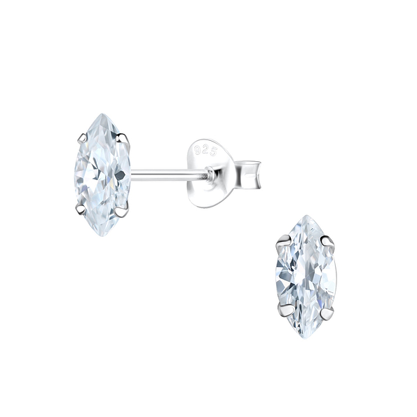 Wholesale 4x8mm Marquise Cubic Zirconia Sterling Silver Ear Studs - JD18112