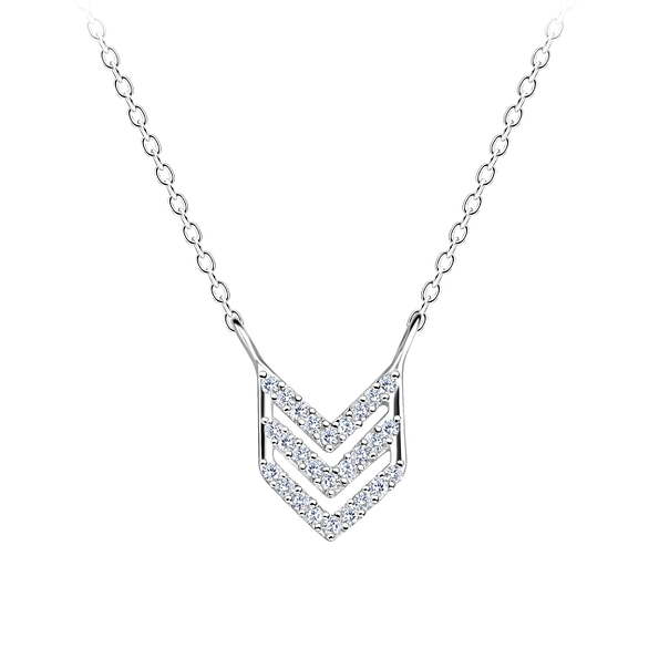 Wholesale Sterling Silver Chevron Necklace - JD18514