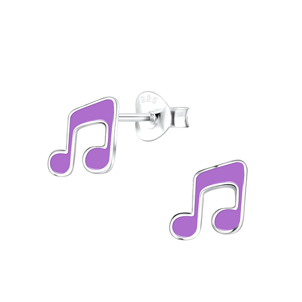 Wholesale Sterling Silver Musical Note Ear Studs - JD18430