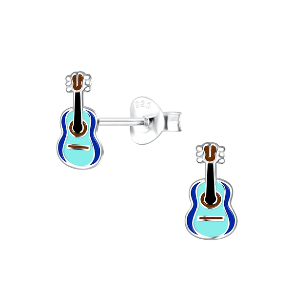 Wholesale Sterling Silver Guitar Ear Studs - JD18423