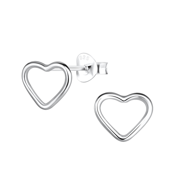 Wholesale Sterling Silver Heart Ear Studs - JD16112 Wholesale Sterling Silver Heart Ear Studs - JD16112