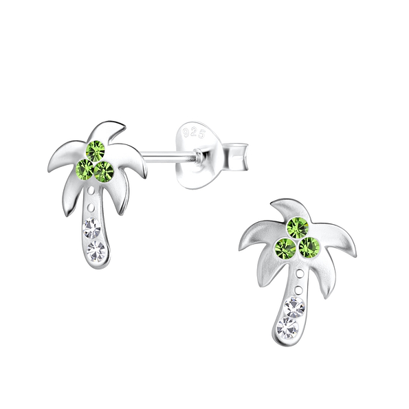 Wholesale Sterling Silver Coconut Tree Ear Studs - JD17646 Wholesale Sterling Silver Coconut Tree Ear Studs - JD17646