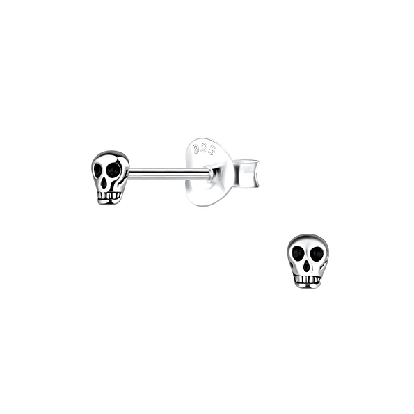 Wholesale Sterling Silver Skull Stud Earings - JD18412