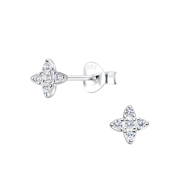 Wholesale Sterling Silver Flower Ear Studs - JD18523