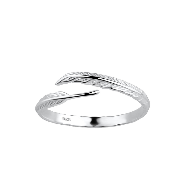 Wholesale Sterling Silver Opened Feather Ring - JD18402