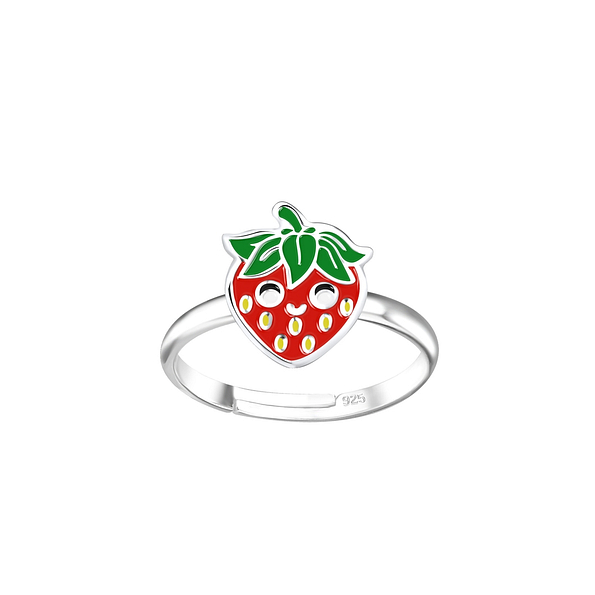 Wholesale Sterling Silver Strawberry Adjustable Ring - JD18848