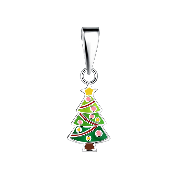 Wholesale Sterling Silver Christmas Tree Pendant - JD18779