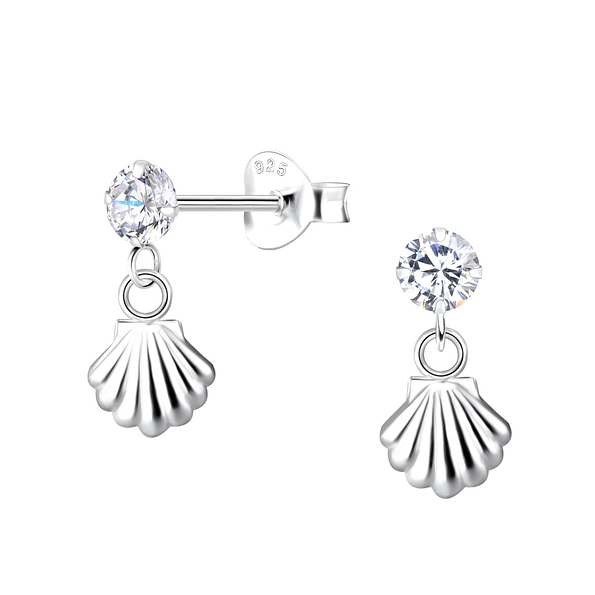 Wholesale Sterling Silver Shell Ear Studs - JD18702