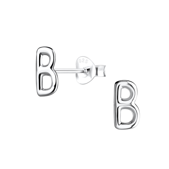 Wholesale Sterling Silver Letter B Ear Studs - JD18592